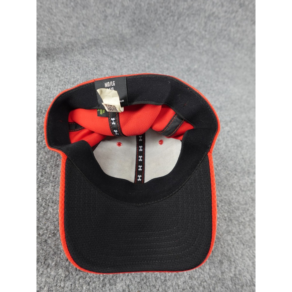 Under Armour Blitzing Stretch Fit Hat Mens Medium Large Red Baseball Cap Mesh - Picture 6 of 7